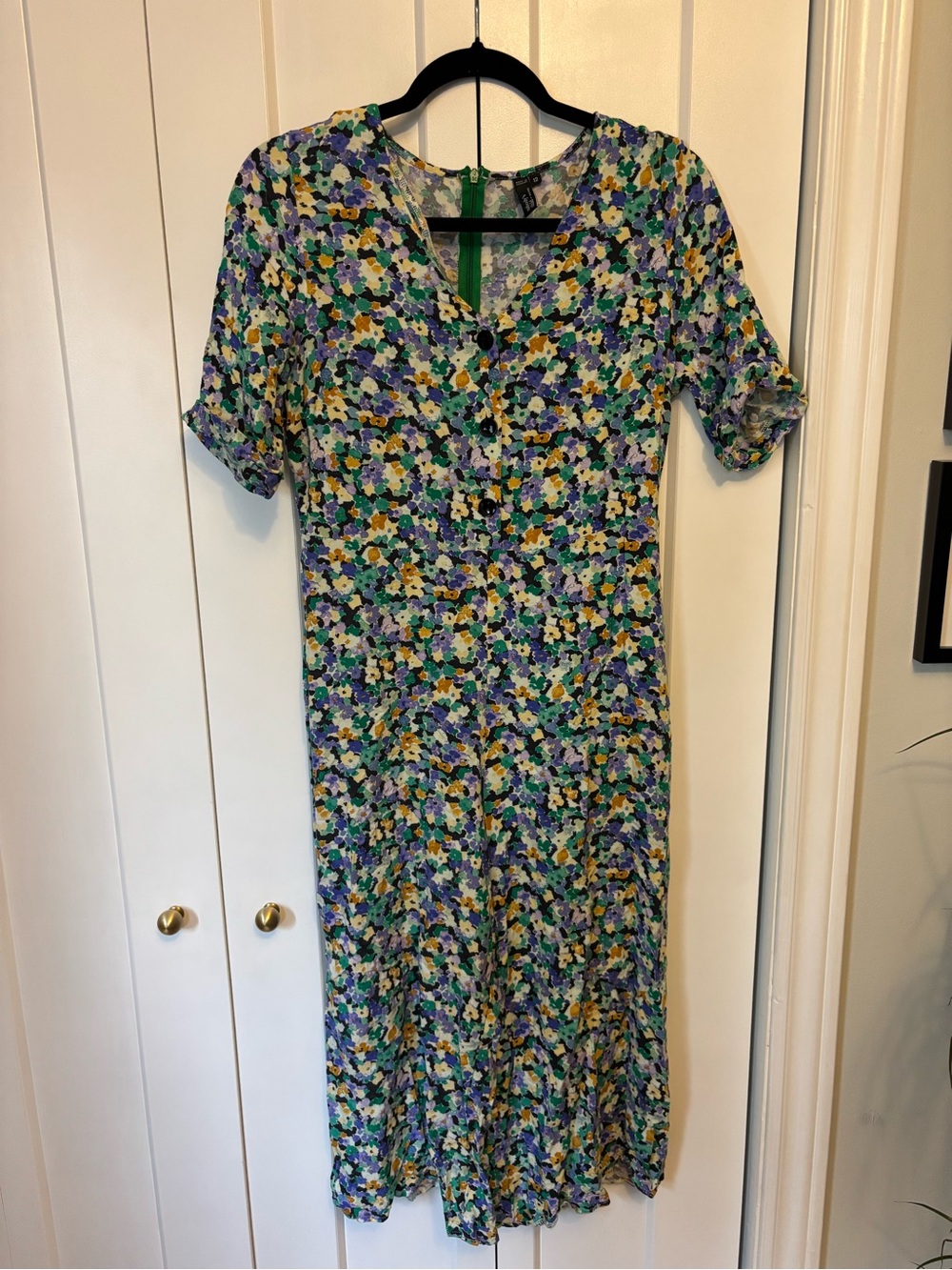 Floral V-Neck Midi Jumpsuit in Multicolor